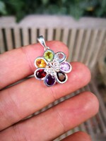 Ametiszt, citrin, gránát, olivin köves ezüst medál