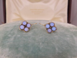 Antik arany lóhere fülbevaló pár opálüvegekkel