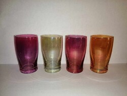 Retro, irizáló színes üveg pohár 4 db-os készlet (4/K)
