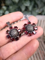 Gyönyörű gránát köves ezüst fülbevaló