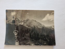 Vysoké Tatry (Magas Tátra) Lanovka a Lomnici csúcsra ( 2634 m) fekete-fehér régi képeslap