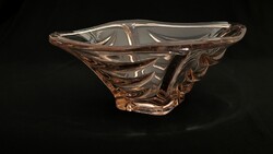 Lazac rózsaszín üveg asztalközép, kínáló - Václav Hanuš - Sklo Union