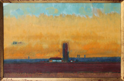 Moldován István: Alföldi táj sárgálló horizonttal