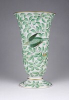 1X322 Herendi ZOVA (Jardin zoologique, vert) mintás porcelán váza 18.5 cm