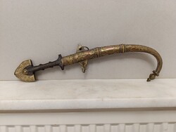 Antik Jambiya arab perzsa Szíria Marokkó berber tőr rátétes sárgaréz kés fegyver XX. sz. 279 5272