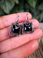 Gyönyörű ónix köves ezüst fülbevaló