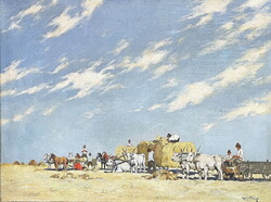 Kassai Varga jelz.Betekarítás, festmény 60 x 80 cm