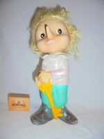 Retro Pinokkió gumi játék baba, figura 25 cm - az orosz Aranykulcsocska meséből