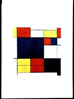 Piet Mondrian "Kompozíció C (No. III )  "  litográfia 65x50 cm