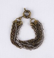 1X400 Régi, különleges 9 soros réz zsebóra lánc 20 cm