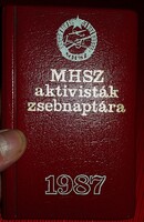 1987. The active members of the Hungarian Young Communist League pocket calendar - flawless - BINDING with leather - SMALL book as shown