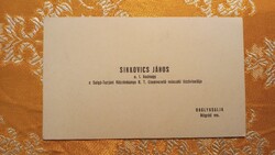 Névjegykártya - Sinkovits, hadnagy, tisztviselő