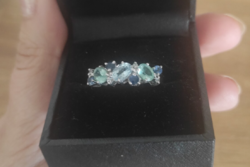 Akvamarin kianit köves gyűrű tanúsítvánnyal
