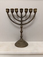 Antik menora patinás nagy réz zsidó gyertyatartó menóra 7 ágú gyertya tartó 247 5295