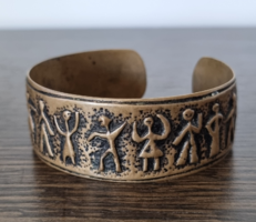 Vintage Percz János iparművészeti réz karperec, karkötő