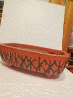 Hollóházi, rectangular-based flowerpot, vessel, relatively rare interesting item