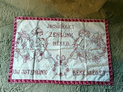 "Dicsőséget zengünk néked, adj Istenünk békességet" hatvanas évek falvédője, nagyon ritka felirattal