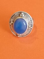 Art deco 925-ös lilás kék tanzanit köves ezüst gyűrű 55-ös méret 17mm