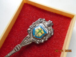 TENERIFE ezüstözött vintage souvenir kiskanál zománcos címeres emblémával