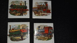 Régi idők mozdonyai (vonatok) - kézzel festett díszcsempe 1800-as évek