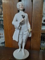 Ritka Augarten Alt Wien Ausztria Barokk Férfi Rózsával Porcelán Figura.20.5 cm.