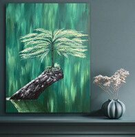 JMModernAbstract GREEN PEACE 90X60 cm-es festmény feszített vásznon