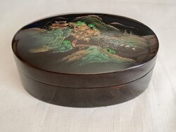 Keleti lakk doboz ékszertartó vintage 10x6,5x4cm