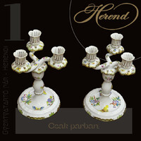 Herendi Viktória mintás háromágú gyertyatartó pár – kézzel festett, aranyozott, csak párban!