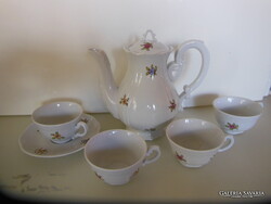 ZSOLNAY - KÁVÉSKÉSZLET - 6 db - ALKUKÉPES - PORCELÁN - KANNA -  7 dl - NEM KOPOTT - HIBÁTLAN