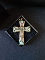 Antik kereszt medál mikromozaik berakással
