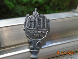 Ezüstözött patinás vintage souvenir kiskanál a Milánói Dómmal