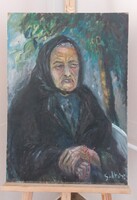 Soltész Péter ( Ungvár) portré festmény 49x70 cm