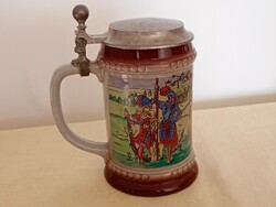 German Ceramic Beer Mug with Lid DBGM 85 6dl