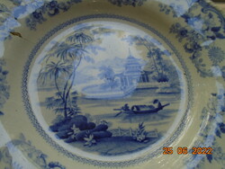 1835 Elkin Knight&Bridgwood Canton Views Opaque China angol tányér kinaizáló kék-fehér mintával