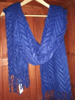 Új Hema kötött, nagyméretű, királykék színű,nyomott mintás, plisszírozott női sál/stóla 70 x 200 cm