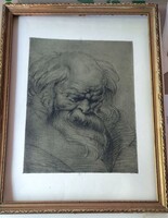 1910. körül fénymetszet Leonardo da Vinci tanulmányfeje után. keret nélkül.