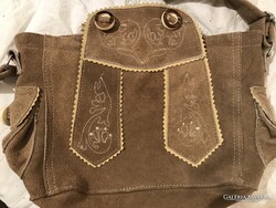 RETIKÜL - ALKUKÉPES - BŐR  - VELÚR - 30 x 18 x 7 cm -  VÁLLSZÍJ - 50 cm - HIBÁTLAN