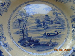 1835 Elkin Knight&Bridgwood Canton Views Opaque China angol tányér kinaizáló kék-fehér mintával