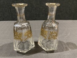 XIX.sz.i. ANTIK LAPRA CSISZOLT , VÉSETT , ARANYOZOTT ÜVEGEK  PÁRBAN!!!  16X7,5 cm!!