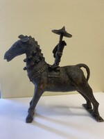 Indiai antik Dhokra Harcos lovon, szobor 1800-as évek