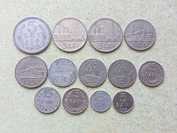 Románia 13 db Különböző Érme 5,15,25 Bani 1,3,5, Lej Lei 1960-1982