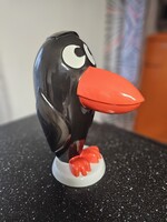 Hollóházi Postás Holló – Nagyméretű, Ritka Gyűjtői Porcelánszobor (26 cm)