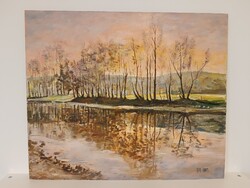 Orvos András - Ipoly olaj, farost festmény 50x60 cm