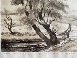F. Antal Elemér: Waterfront - ink
