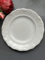 Zsolnay indamintás porcelán, fehér kistányér, paraszt tányér készlet, átmérője 19 cm