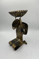 Réz Art-Deco térdelő figura gyertya vagy mécses tartó