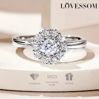 Moissanite Gyémánt Köves 1 Karátos Gyűrű 5A Cirkónia Kövek 925 Tiszta Ezüst 18 Karátos Aranyozott Új