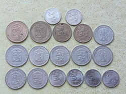 Csehszlovákia 21 db Különböző Érme 10,25,50 Halierov 2 Korona 1962-1992
