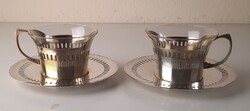 2 db Art Deco jelzett Moritz Hacker teáscsésze + alj üvegbetéttel