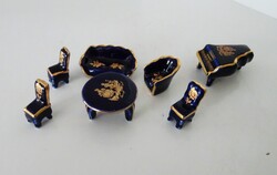 Limoges-i miniatűr porcelán bútorok – kézzel festett francia gyűjtemények – jelzett, tökéletes állap